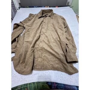 Canyon Ridge Mens Faux Suede Brown Tan button down LS shirt Size 2XL pocket EUC
